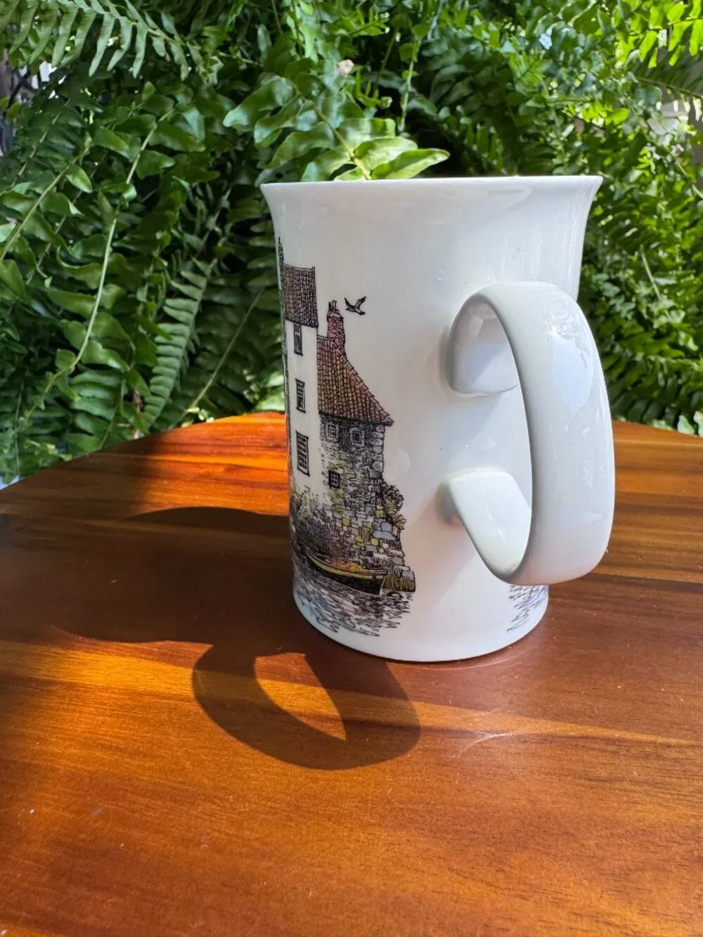 Vintage Dunoon Sue Scullard Cottages Fine Bone China Mug, British Harbor